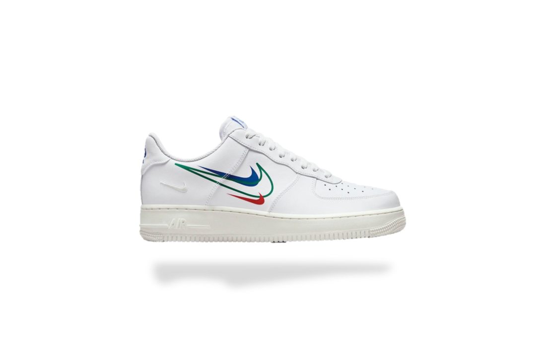 NIKE AIR FORCE 1 LOW MULTI SWOOSH GREEN WHITE